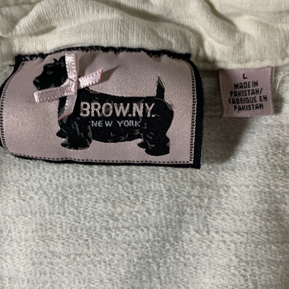 BROW.NY. Cream colored jacket. 3/4 sleeves.  Size L. Chest approx. 19 inches. - Picture 2 of 10